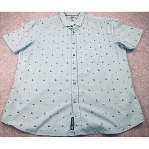 Flag & Anthem Madeflex Mens XL Mint Nautical Sailboat Shark Short Sleeve Shirt